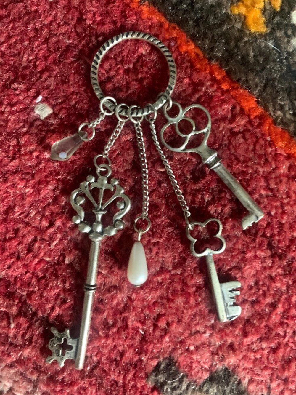 Vintage-style Skeleton Key Charm Cluster